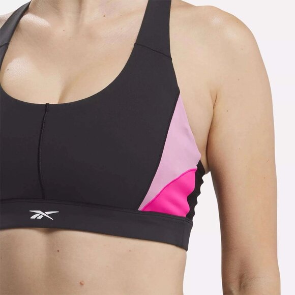 Reebok Plus Lux Colorblocked Racerback Sports Bra Women's 3X (22-24W )Black/Pink - Picture 5 of 10